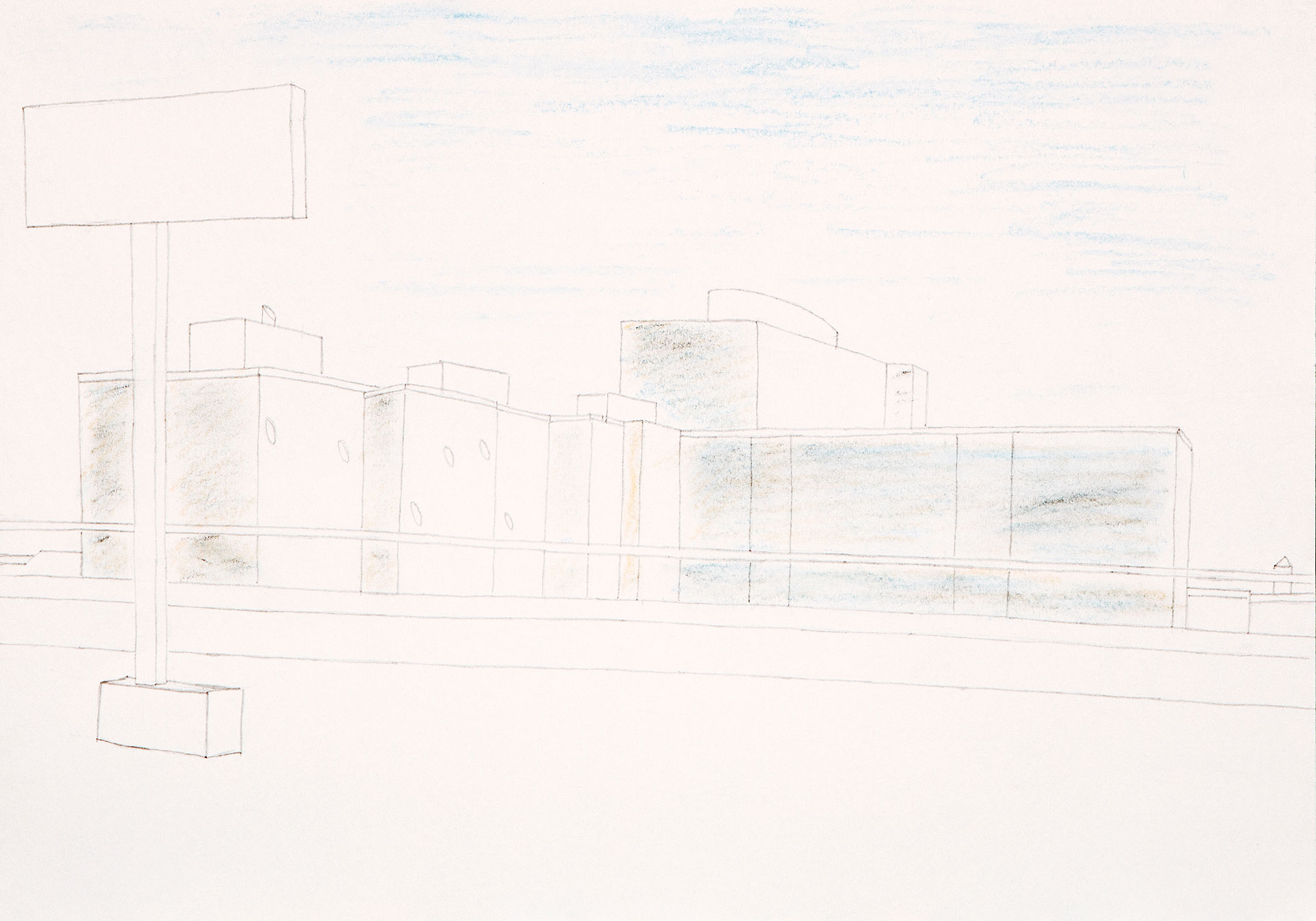Blick vom Parkdeck Wedding I, Bleistift/Buntstift auf Papier, 21x29.7 cm, 2013