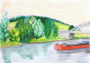 Am Kanal, Buntstift auf Papier, 21x29.7 cm, 2006